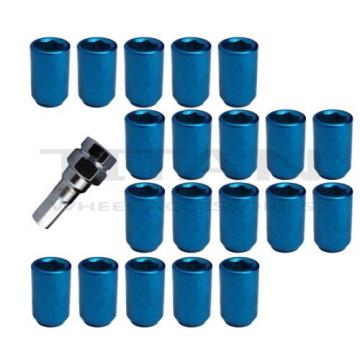 20 Piece BLUE Chrome Tuner Lugs Nuts | 7/16&#034; Hex Lugs | Key Included
