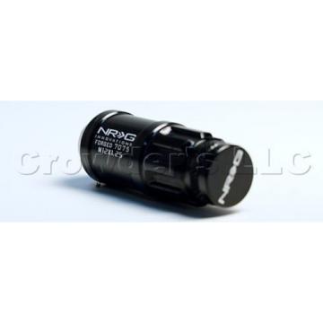 NRG 700 Series Lug Nut Lock Set 4 w/ Dust Caps  Black M12 x 1.25mm  LN-L71BK