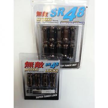 UC163 (32905T+32901T) Muteki SR48 Lug Nut &amp; Lock Set Gunmetal Open End 12 x 1.25