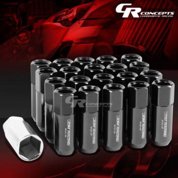 FOR DTS/STS/DEVILLE/CTS 20X EXTENDED ACORN TUNER WHEEL LUG NUTS+LOCK+KEY BLACK