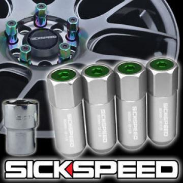 4 POLISHED/GREEN CAPPED ALUMINUM EXTENDED TUNER LOCK LUG NUTS WHEELS 12X1.5 L20