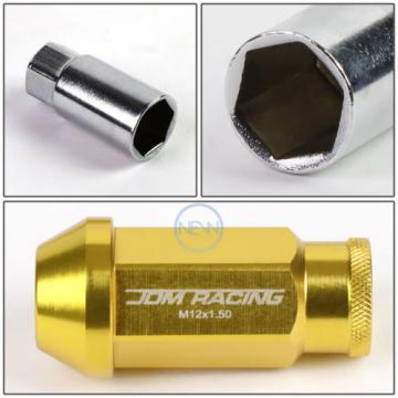 20pcs M12x1.5 Anodized 50mm Tuner Wheel Rim Locking Acorn Lug Nuts+Key Gold