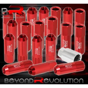 UNIVERSAL 12MMX1.25 LOCKING LUG NUTS 20PC JDM VIP EXTENDED ALUMINUM ANODIZED RED