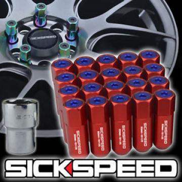 20 RED/BLUE CAPPED ALUMINUM EXTENDED 60MM LOCKING LUG NUTS WHEELS 12X1.5 L17