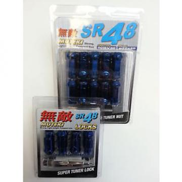 UC165 (32905U+32901U) Muteki SR48 Lug Nut &amp; Lock Set Blue Open End 12 x 1.25