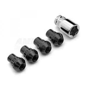 12x1.25 Black Locking Lug Nuts | Bulge Acorn | 4 Lugs 1 Key | Wheel Locks