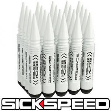 SICKSPEED 20 PC WHITE 5 1/2&#034; LONG SPIKED STEEL EXTENDED LOCKING LUG NUTS 14X2