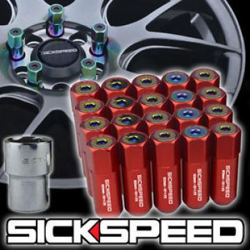20 RED/NEOCHROME CAPPED ALUMINUM EXTENDED 60MM LOCKING LUG NUTS WHEEL 12X1.5 L17