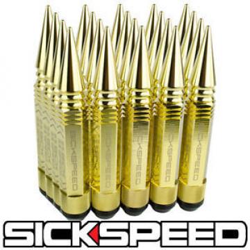 SICKSPEED 20 PC 24K GOLD 5 1/2&#034; LONG SPIKED STEEL LOCKING LUG NUTS 12X1.25 L12