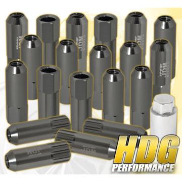 FOR SATURN 12x1.5 LOCKING LUG NUTS 20PC JDM VIP EXTENDED ALUMINUM ANODIZED GREY