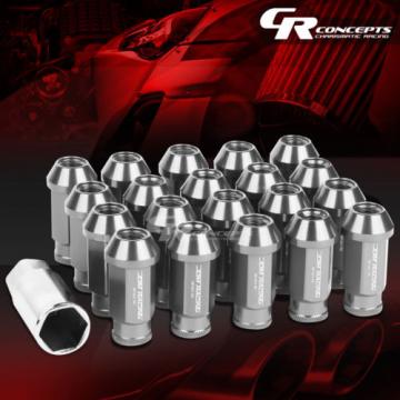 FOR DTS/STS/DEVILLE/CTS 20X ACORN TUNER ALUMINUM WHEEL LUG NUTS+LOCK+KEY SILVER