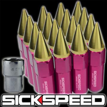 16 SPIKE ALUMINUM 60MM EXTENDED TUNER LOCKING LUG NUTS 12X1.5 PINK/24K GOLD L16