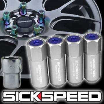 4 POLISHED/BLUE CAPPED ALUMINUM EXTENDED 60MM LOCKING LUG NUTS WHEEL 12X1.5 L01