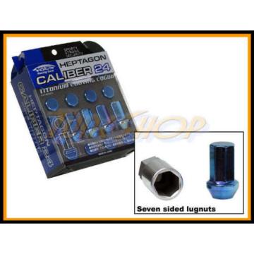 KICS CALIBER 24 TI-BLUE LOCK LUG NUTS 12X1.5 1.5 ACORN WHEEL RIM CLOSE 7 SIDED L