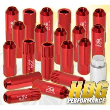 UNIVERSAL M12x1.25MM LOCKING LUG NUTS WHEELS EXTENDED ALUMINUM 20 PIECES SET RED