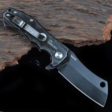 Titanium Handle S35VN Plain Blade Bearing Stonewash Hunting Knife Outdoor Messer