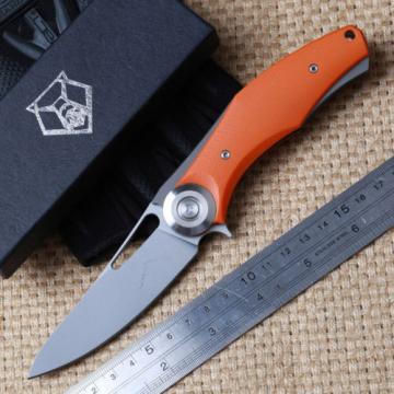 Smooth Open Hunting Orange G10 Handle D2 Plain Edge Tactical Knife Bearing Camp