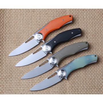 Smooth Open Hunting Orange G10 Handle D2 Plain Edge Tactical Knife Bearing Camp
