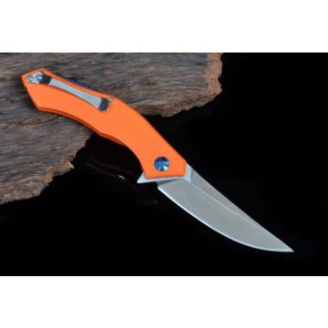 couteau orange g10 griff d2 plain edge flipper bearing jagdmesser knife messer