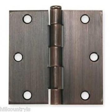 1VZX7 BATTALION Door Hinges, Full Mortise, Plain Bearing-3.5&#034;X3.5&#034;-2 Pack-Bronze