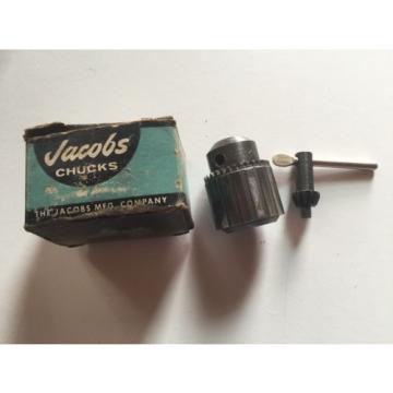 Vintage Jacobs Drill Chuck &amp; Key Model 2A Plain Bearing 0 - 3/8&#034; Orginal Box