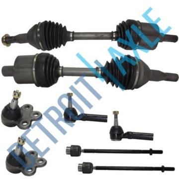 8pc Kit: 2 Front CV Axle Shaft + 2 Lower Ball Joint + 4 Tie Rod Ends