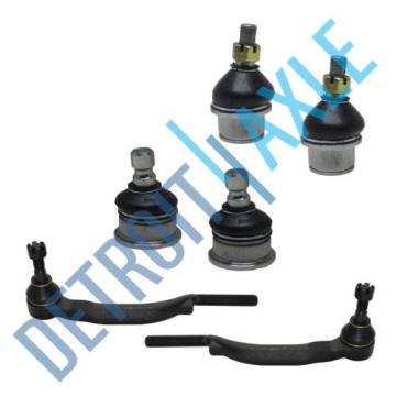 6 pc Set: 4 Front Upper Lower Suspension Ball Joints + 2 Outer Tie Rod Ends 16mm