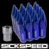 SICKSPEED 16 PC BLUE SPIKED ALUMINUM 60MM EXTENDED LOCKING LUG NUTS 1/2x20 L30