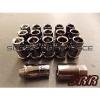 NRG BLACK CHROME 100 SERIES OPEN ENDED LUG NUTS 12X1.5MM 17PCS SET WITH LOCK