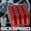16 RED CAPPED ALUMINUM 60MM EXTENDED TUNER LOCKING LUG NUTS WHEELS 12X1.5 L16