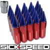SICKSPEED 20 PC RED/BLUE SPIKED EXTENDED 60MM LOCKING LUG NUTS WHEEL 14X1.5 L19