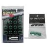 WORK Open End Racing Lock Nuts 12x1.5 And 4pcs Air Valve Caps Green Value Set #1 small image