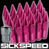 24 SPIKED ALUMINUM EXTENDED LOCKING LUG NUTS FOR WHEELS/RIMS 12X1.5 PINK L18
