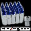 20 POLISHED/BLUE SPIKED ALUMINUM EXTENDED 60MM LOCKING LUG NUTS WHEEL 12X1.5 L07