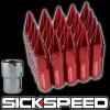 20 RED/RED SPIKED ALUMINUM EXTENDED 60MM LOCKING LUG NUTS WHEELS/RIMS 12X1.5 L07