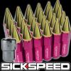 24 SPIKED ALUMINUM EXTENDED LOCKING LUG NUTS FOR WHEELS/RIMS 12X1.5 PINK/24K L18