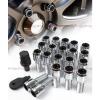 20 Pcs M14 X 1.5 Chrome Wheel Lug Nut Bolts W/ Black Lock Caps+Key+Socket For VW