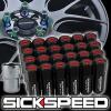 24 BLACK/RED CAPPED ALUMINUM EXTENDED 60MM LOCKING LUG NUTS WHEELS 12X1.5 L18 #1 small image