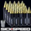 20 BLACK/24K GOLD SPIKED ALUMINUM 60MM EXTENDED LOCKING LUG NUTS 12X1.5 L17 #1 small image