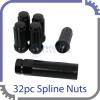 32pc Black Spline Lug Nuts | 14x2 Threads | for Ford F250 F350 Superduty Locks
