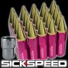20 SPIKED 60MM EXTENDED TUNER LOCKING LUG NUTS LUGS WHEELS 12X1.5 PINK/24K L07