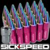 24 SPIKED ALUMINUM EXTENDED LOCKING LUG NUTS WHEELS/RIMS 12X1.5 PINK/ NEO L18