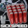 16 RED/POLISHED CAPPED ALUMINUM 60MM EXTENDED LOCKING LUG NUTS WHEELS 12X1.5 L16
