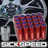 20 RED/BLUE CAPPED ALUMINUM EXTENDED 60MM LOCKING LUG NUTS WHEELS 12X1.5 L17 #1 small image