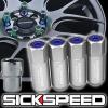 4 POLISHED/BLUE CAPPED ALUMINUM EXTENDED TUNER LOCKING LUG NUTS WHEEL 12X1.5 L20