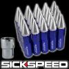 20 BLUE/POLISHED SPIKED ALUMINUM EXTENDED 60MM LOCKING LUG NUTS WHEEL 12X1.5 L17