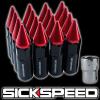 16 BLACK/RED SPIKED ALUMINUM 60MM EXTENDED LOCKING LUG NUTS WHEELS 12X1.5 L16