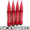 SICKSPEED 4 PC RED 5 1/2&#034; LONG SPIKED STEEL LOCKING LUG NUTS FOR RIMS 12X1.5 L20