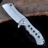 Silver Titanium Handle S35VN Plain Blade Bearing Stonewash Outdoor Knife Messer