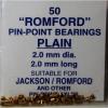 PECO JR15 -2mm Dia x 2mm Brass Plain Flush &#039;Romford&#039; Axle Bearings x 50 1st Post